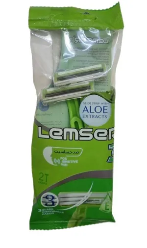 تیغ(ژیلت) اصلاح سه لبه پفکی ضد حساسیت دو عددی مردانه لمسر